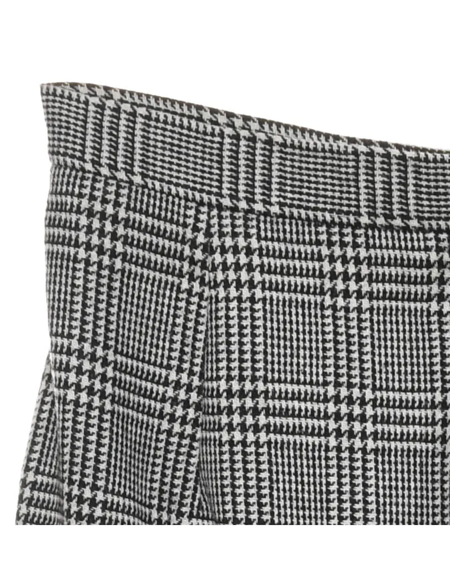 Grey, Black & White Dogtooth Trousers - W28 L30