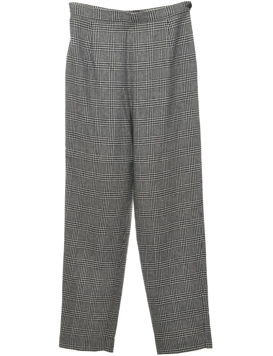 Grey, Black & White Dogtooth Trousers - W28 L30