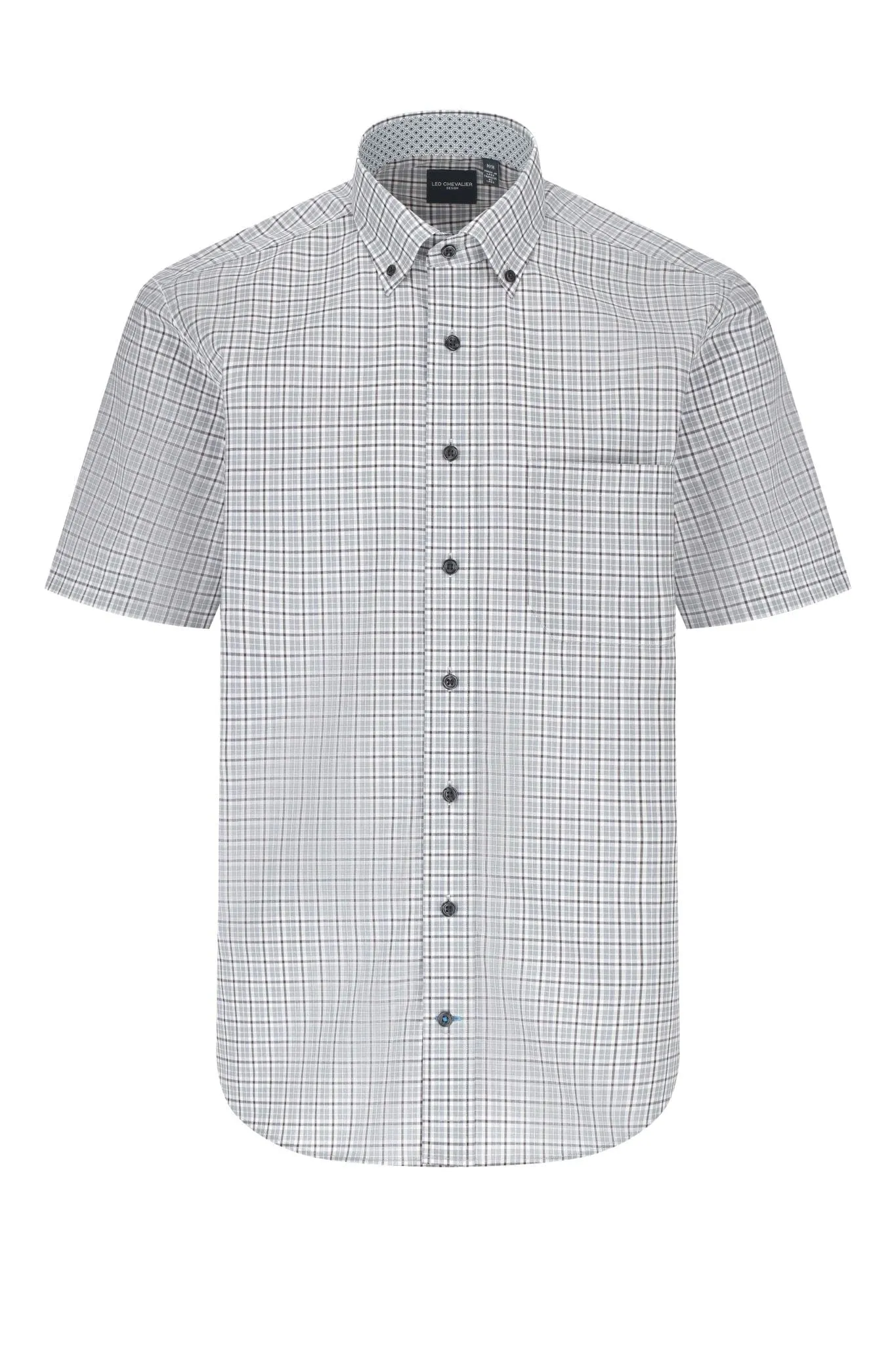 Grey Check Short Sleeve Button Down Shirt