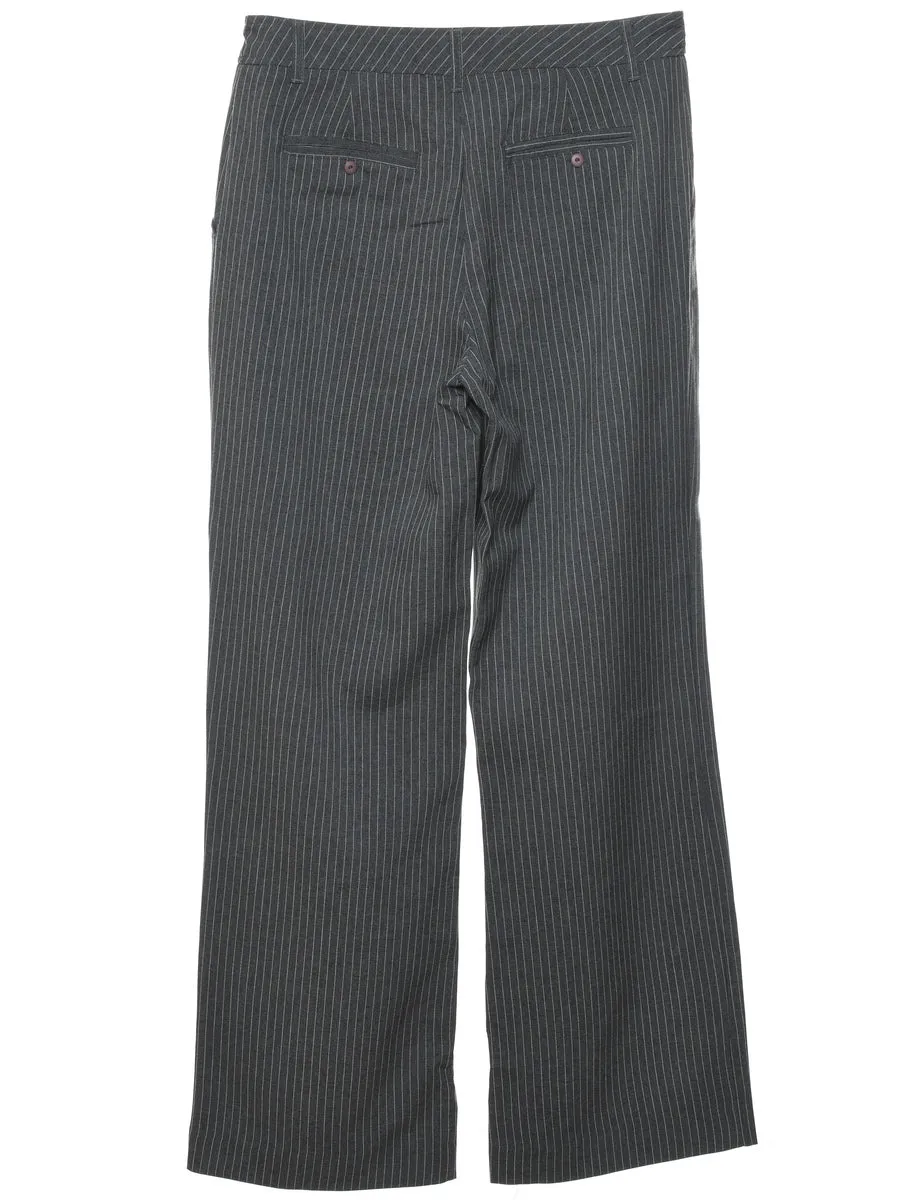 Grey Striped Trousers - W30 L30