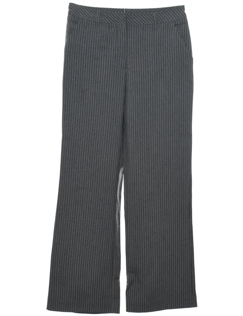 Grey Striped Trousers - W30 L30