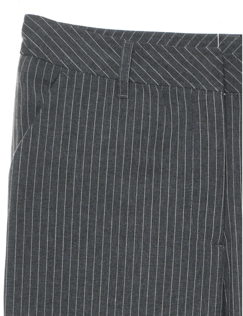 Grey Striped Trousers - W30 L30