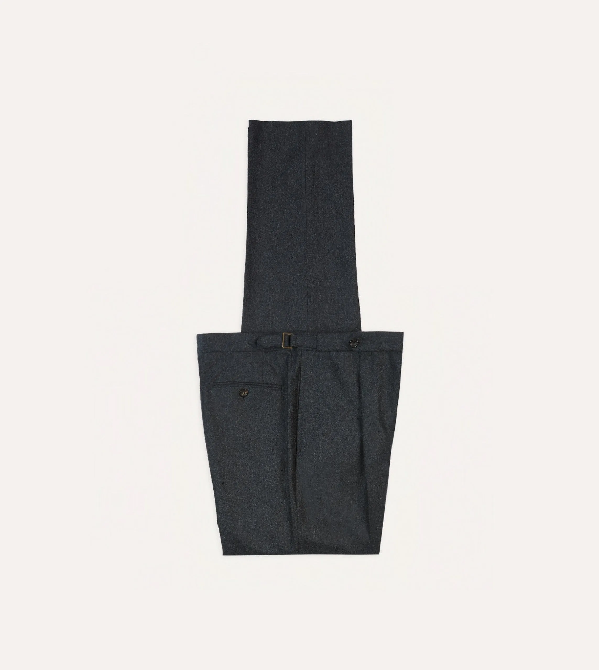 Grey Wool Flannel Single Pleat Trouser