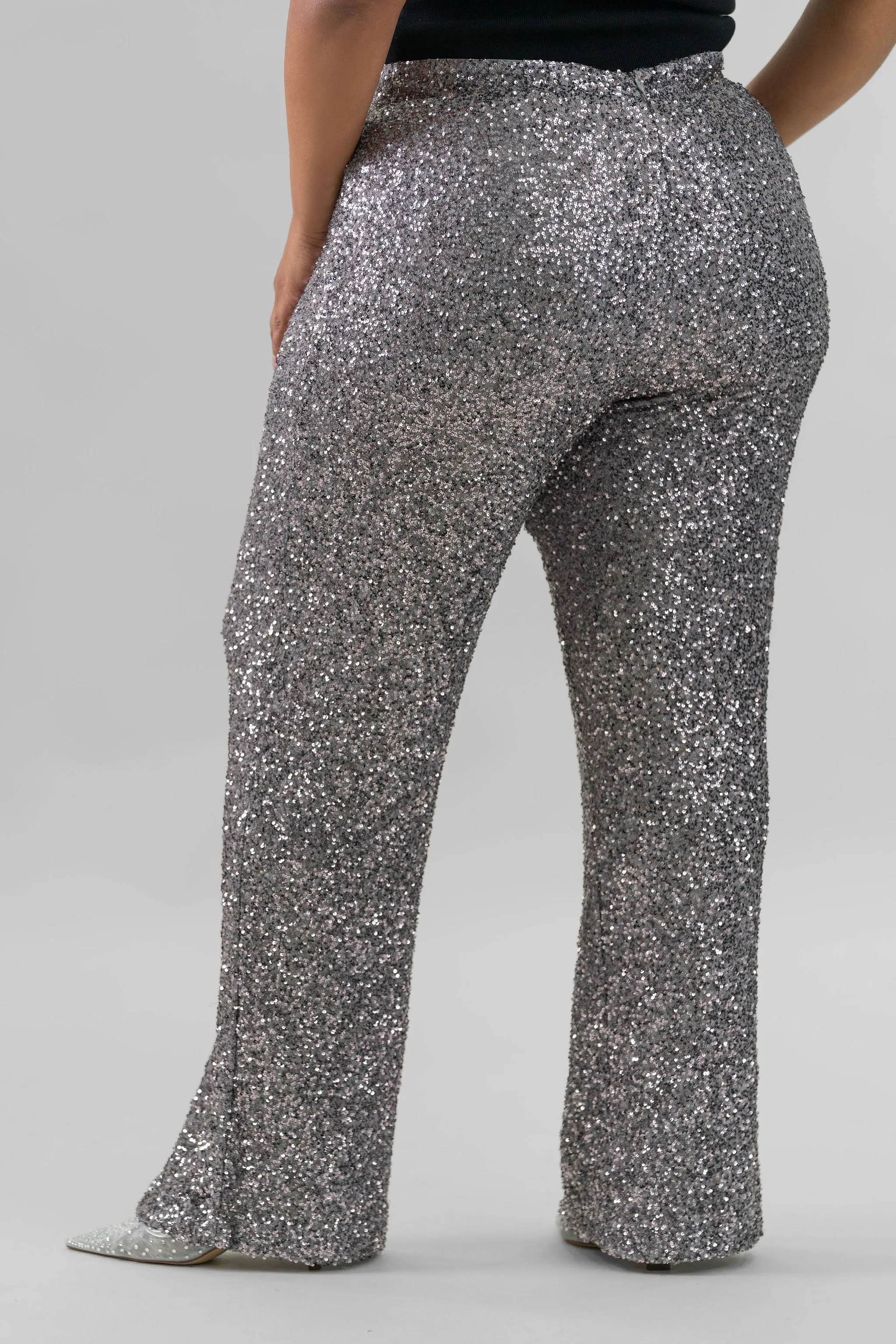 GUNMETAL SEQUIN FREDDIE TROUSERS