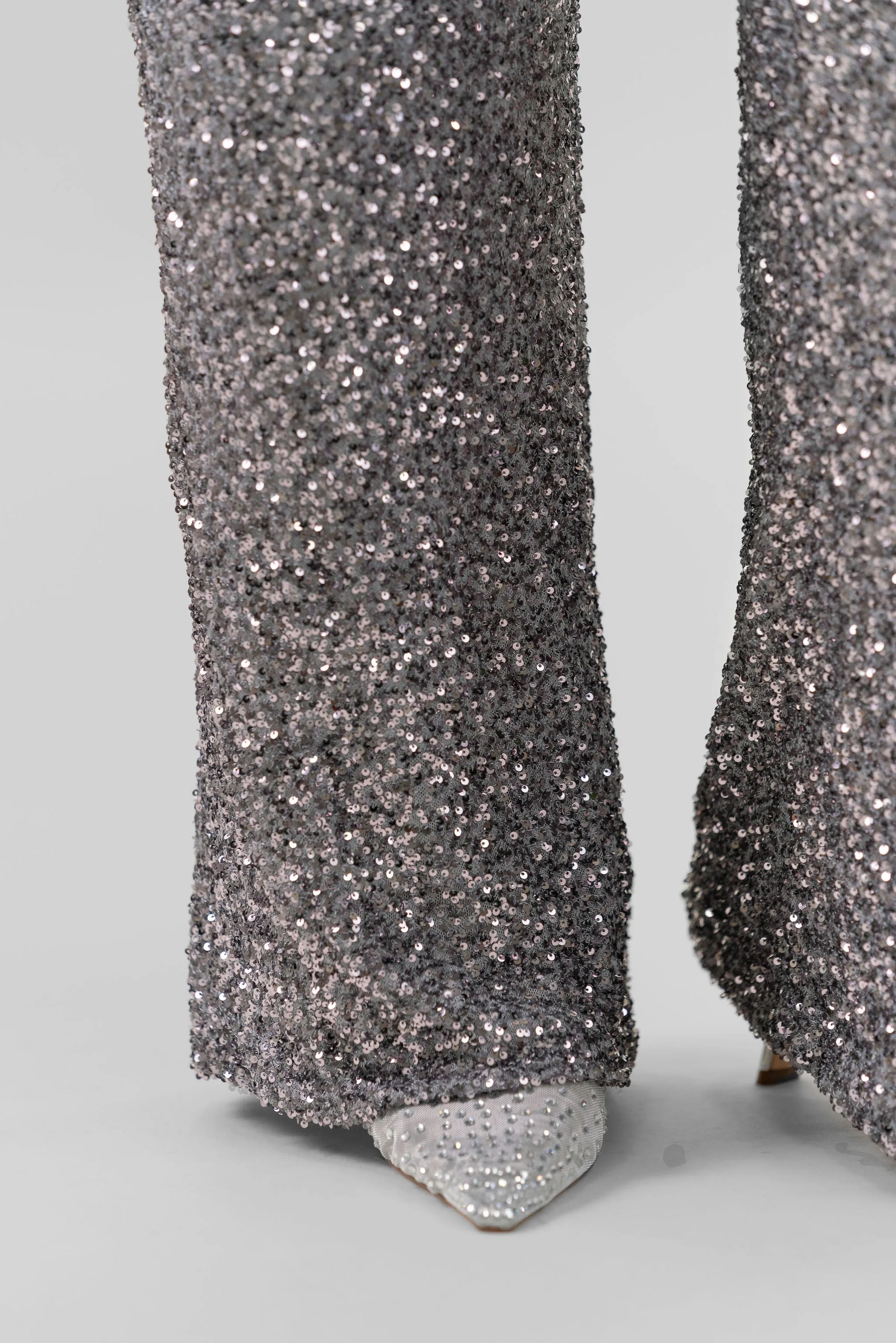 GUNMETAL SEQUIN FREDDIE TROUSERS