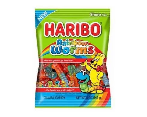 Haribo Rainbow Worms 5 oz. Share Size Bags