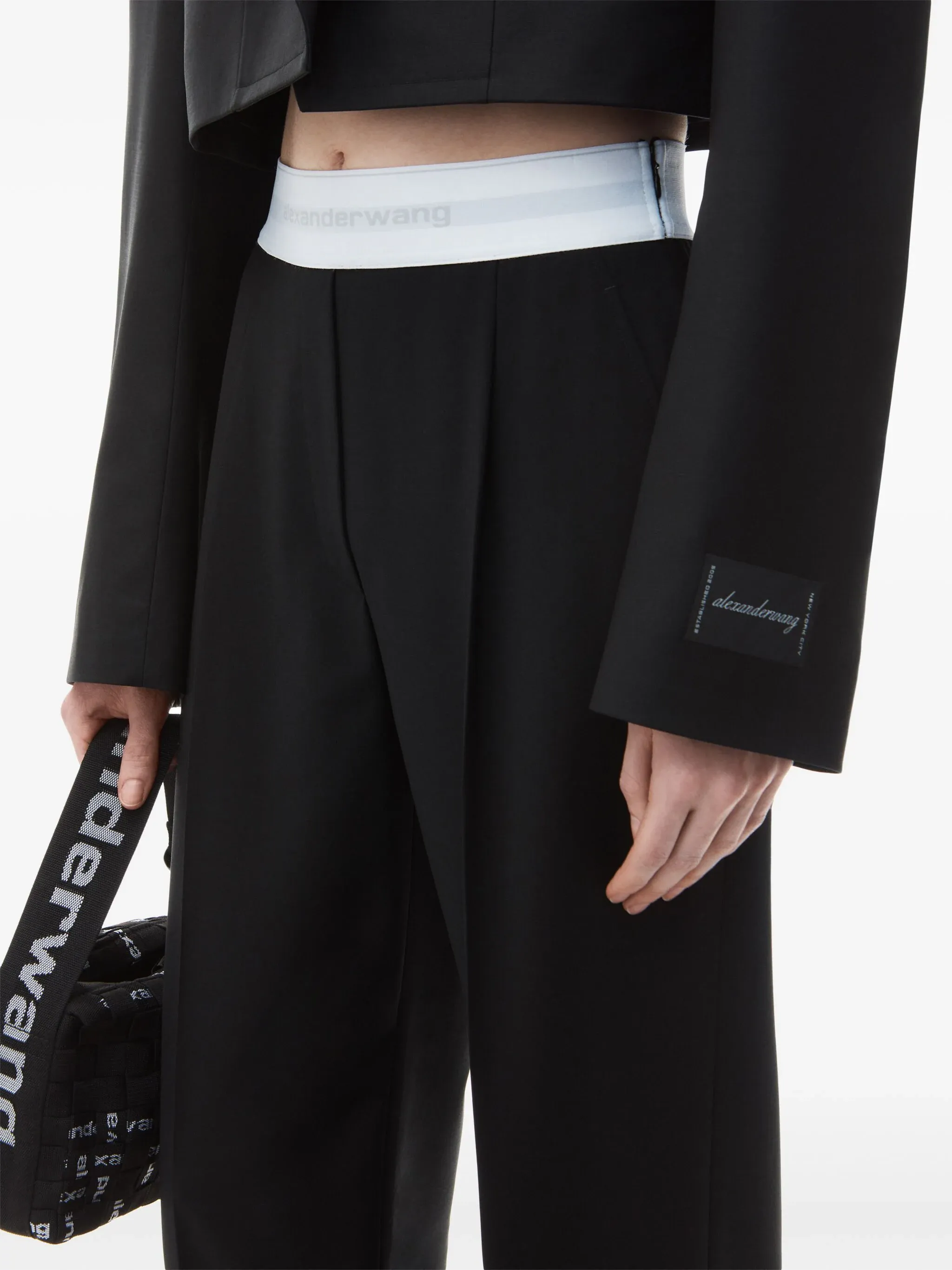 High-Waist Pleated Pant With Logo Elastic