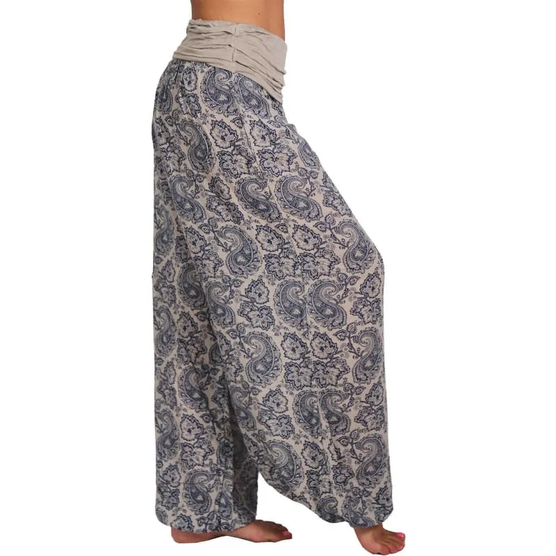 High Waist Printed Trousers with Long Wide Leg for Comfortable Style