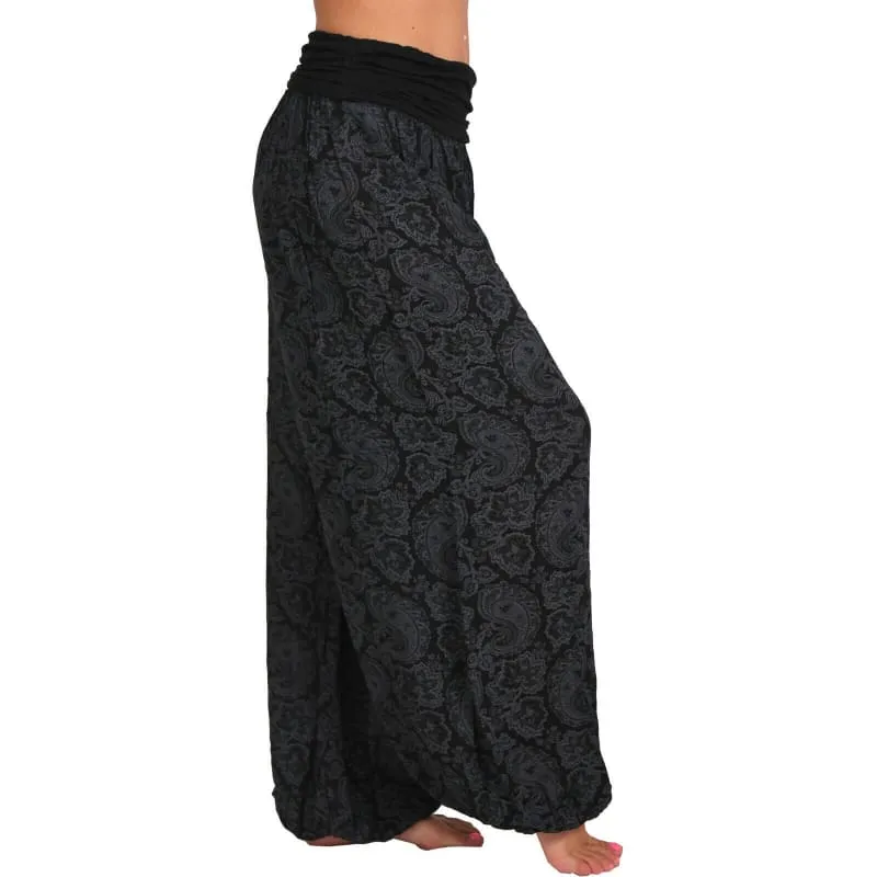 High Waist Printed Trousers with Long Wide Leg for Comfortable Style