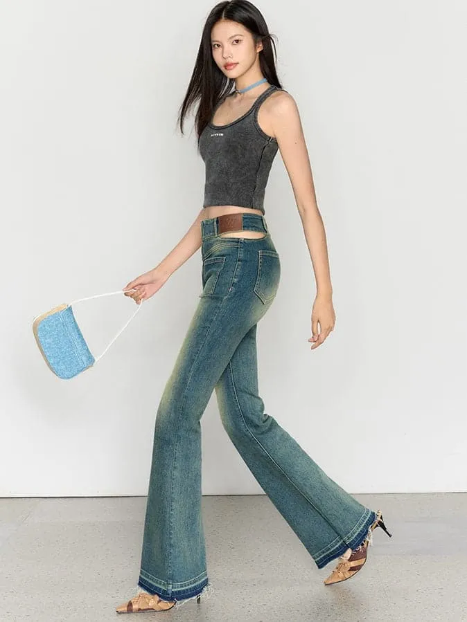 High Waist Retro Wash Bootcut Jeans