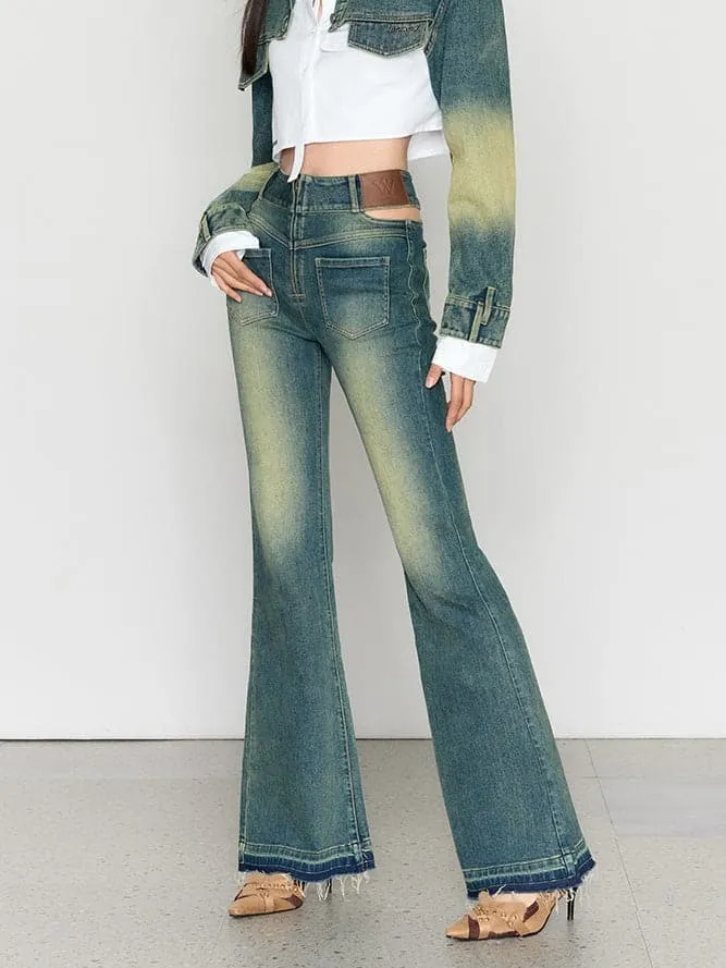 High Waist Retro Wash Bootcut Jeans