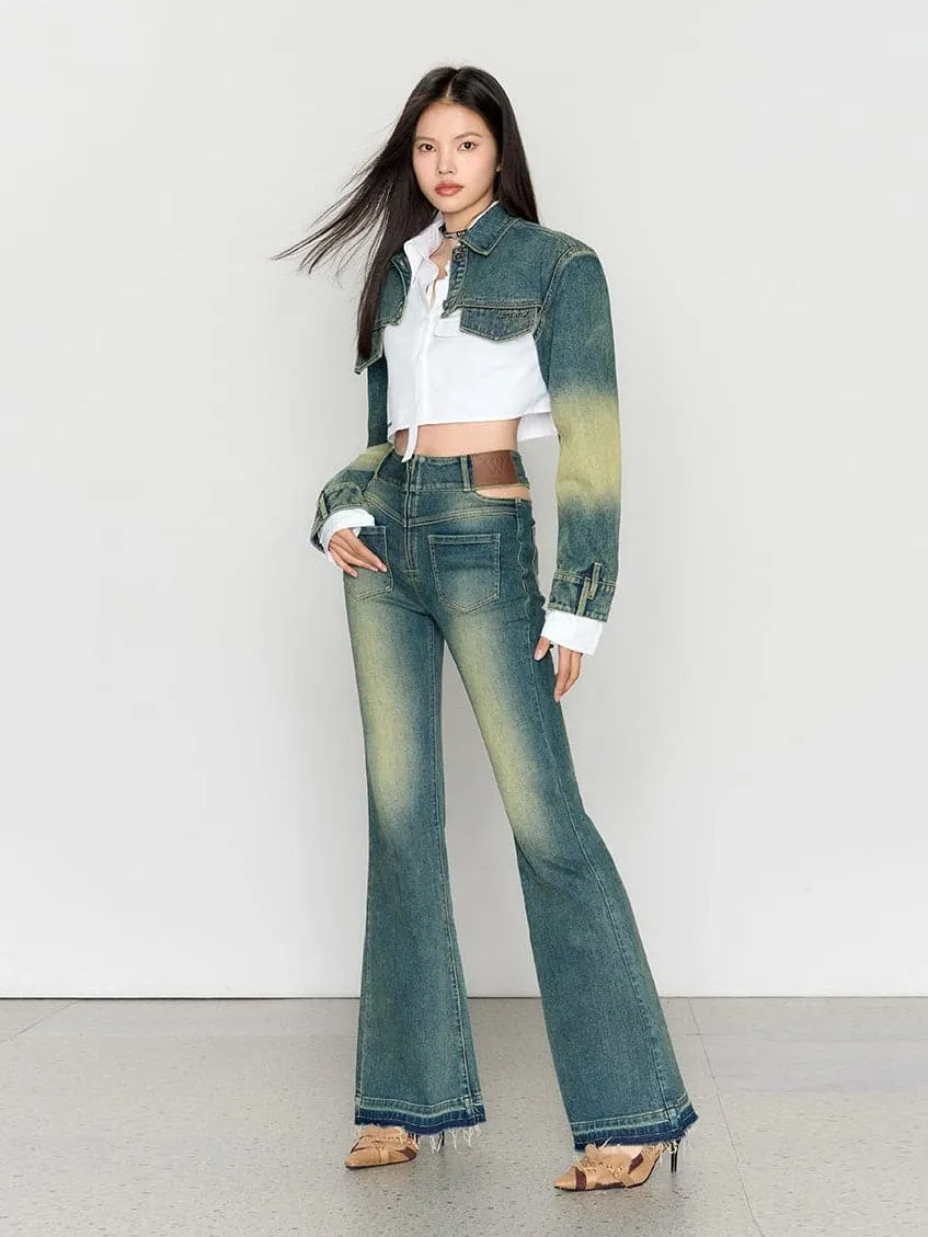 High Waist Retro Wash Bootcut Jeans