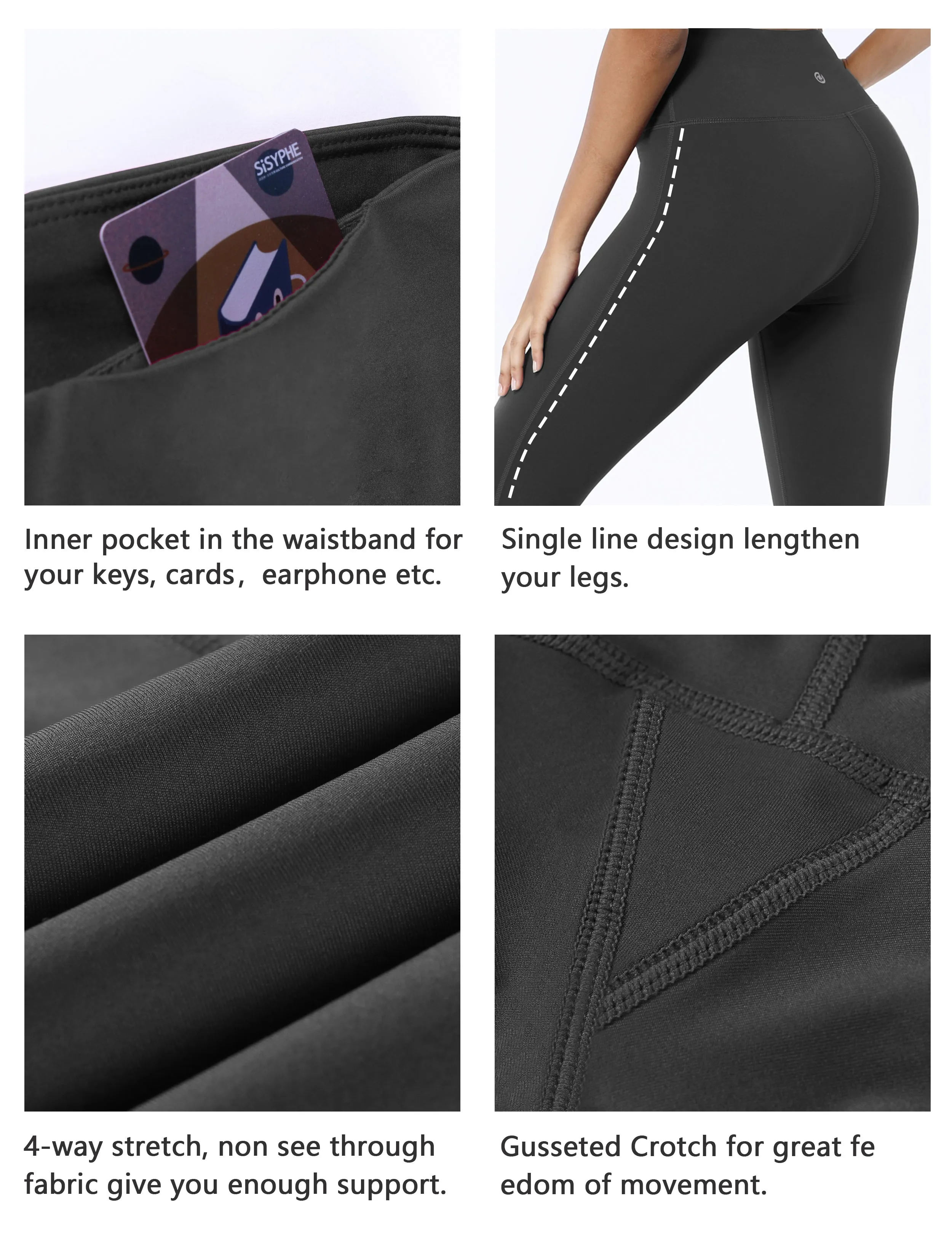 High Waist Side Line Yoga Pants shadowcharcoal