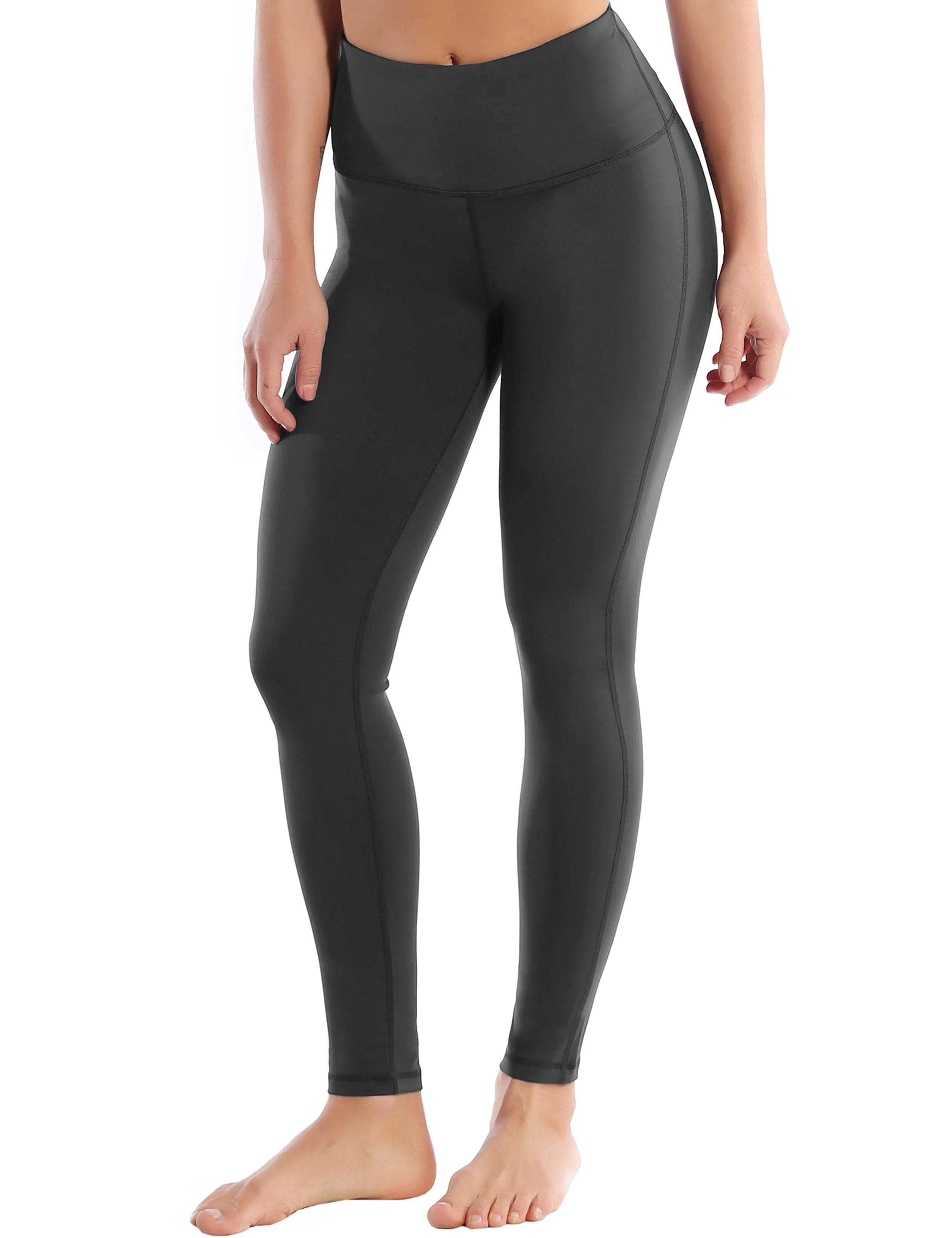 High Waist Side Line Yoga Pants shadowcharcoal