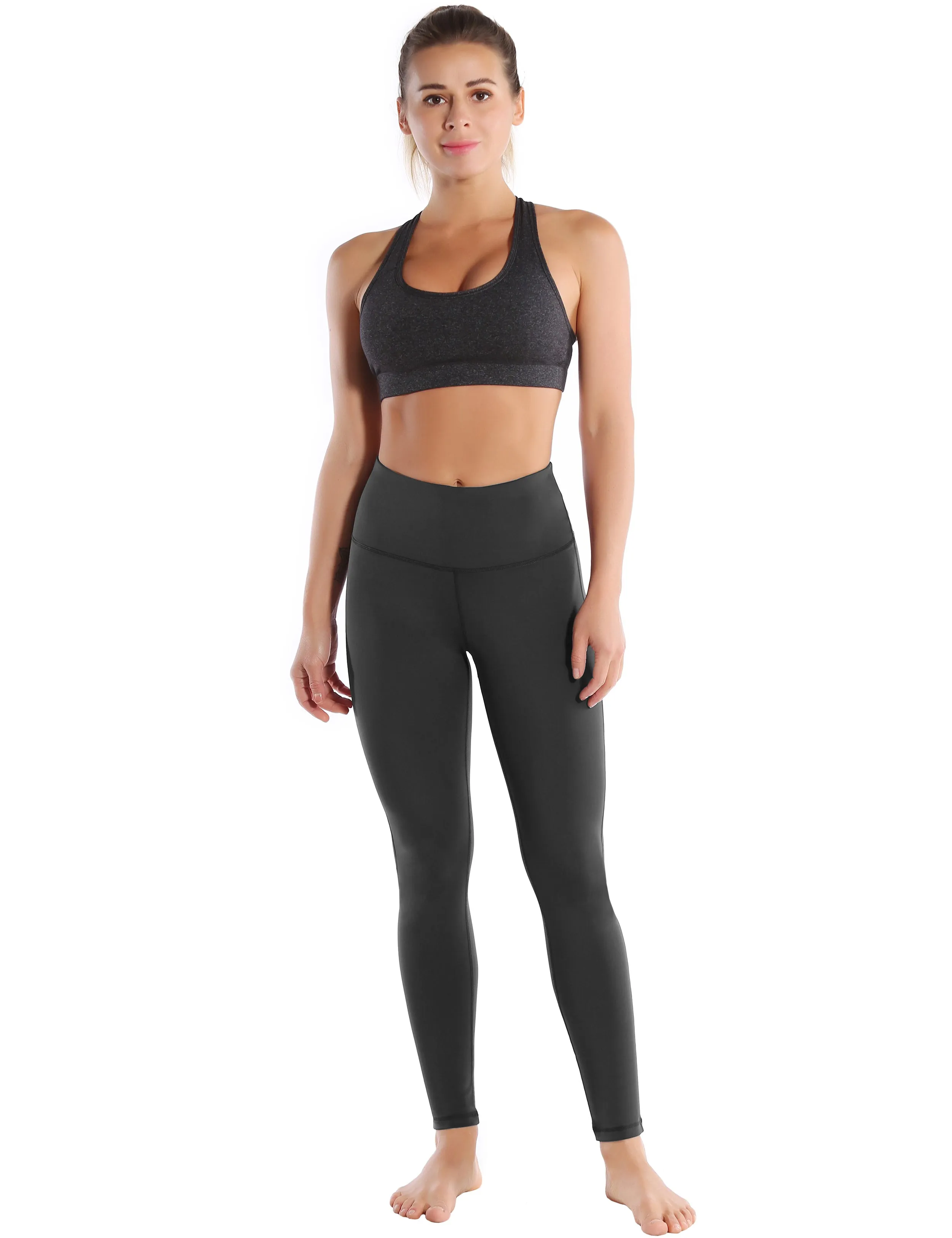 High Waist Side Line Yoga Pants shadowcharcoal