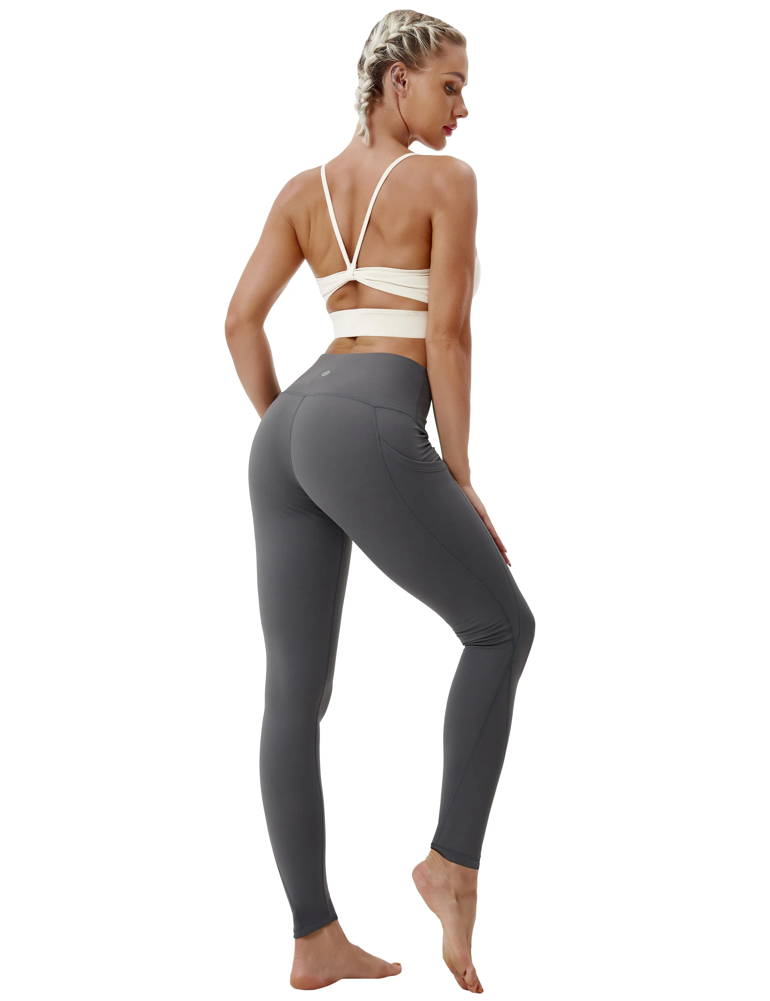 High Waist Side Pockets Gym Pants shadowcharcoal_Gym