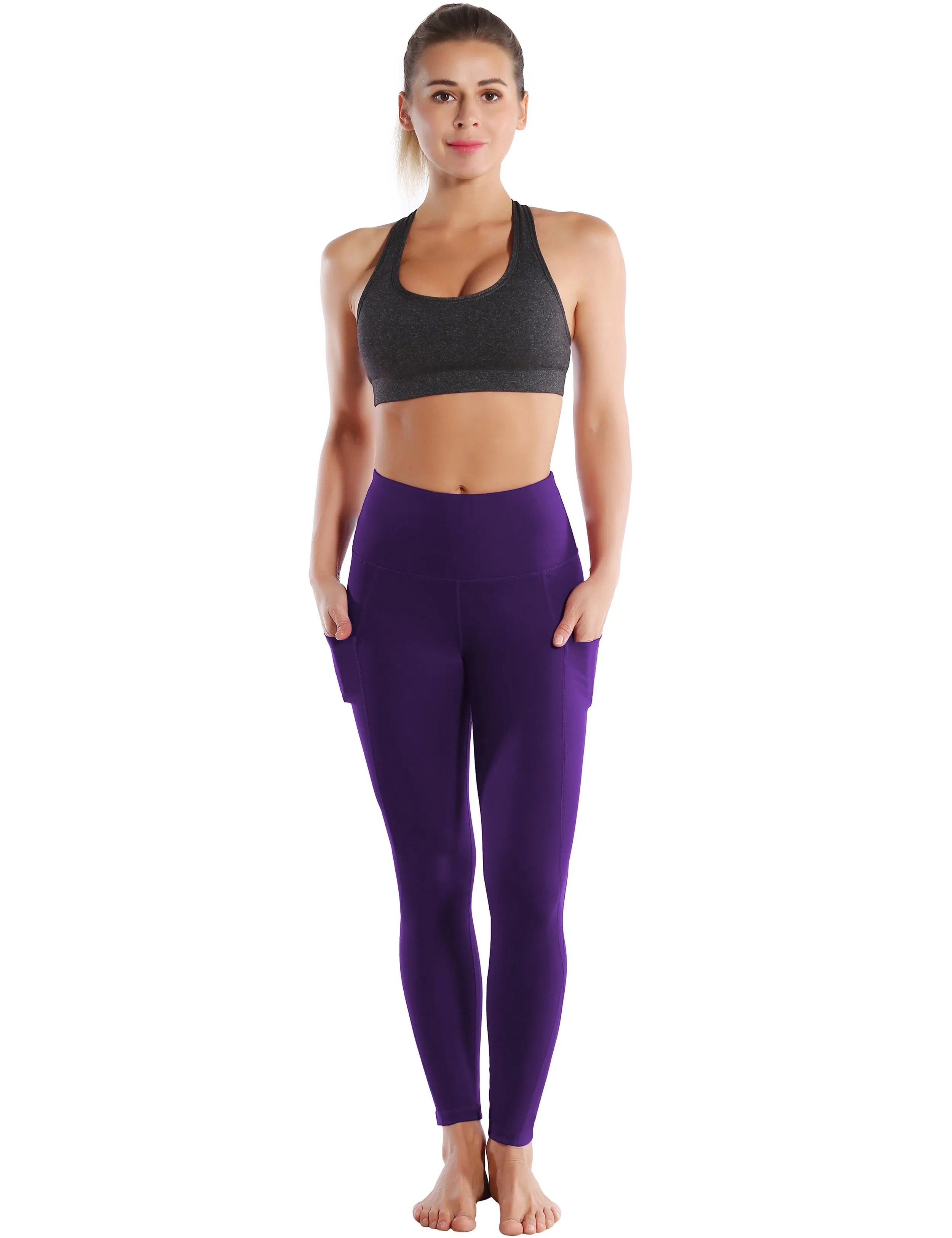 High Waist Side Pockets Jogging Pants eggplantpurple_Jogging