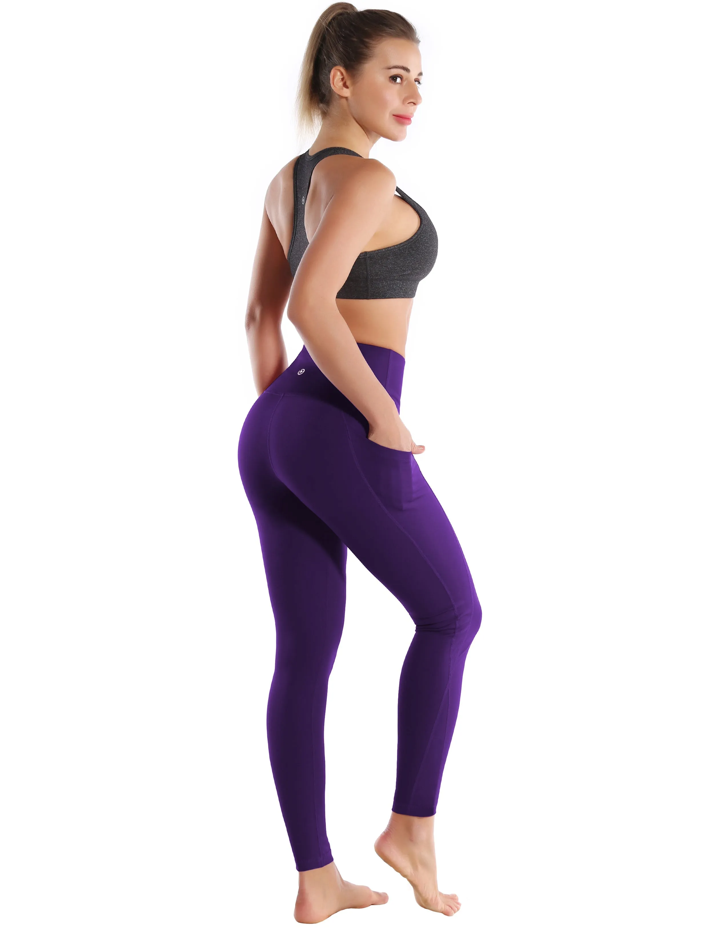 High Waist Side Pockets Jogging Pants eggplantpurple_Jogging