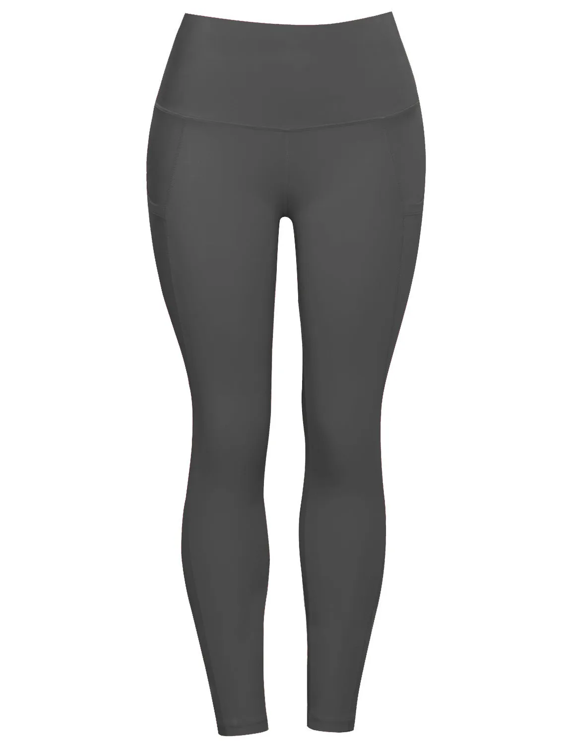 High Waist Side Pockets Running Pants irongrey_Running