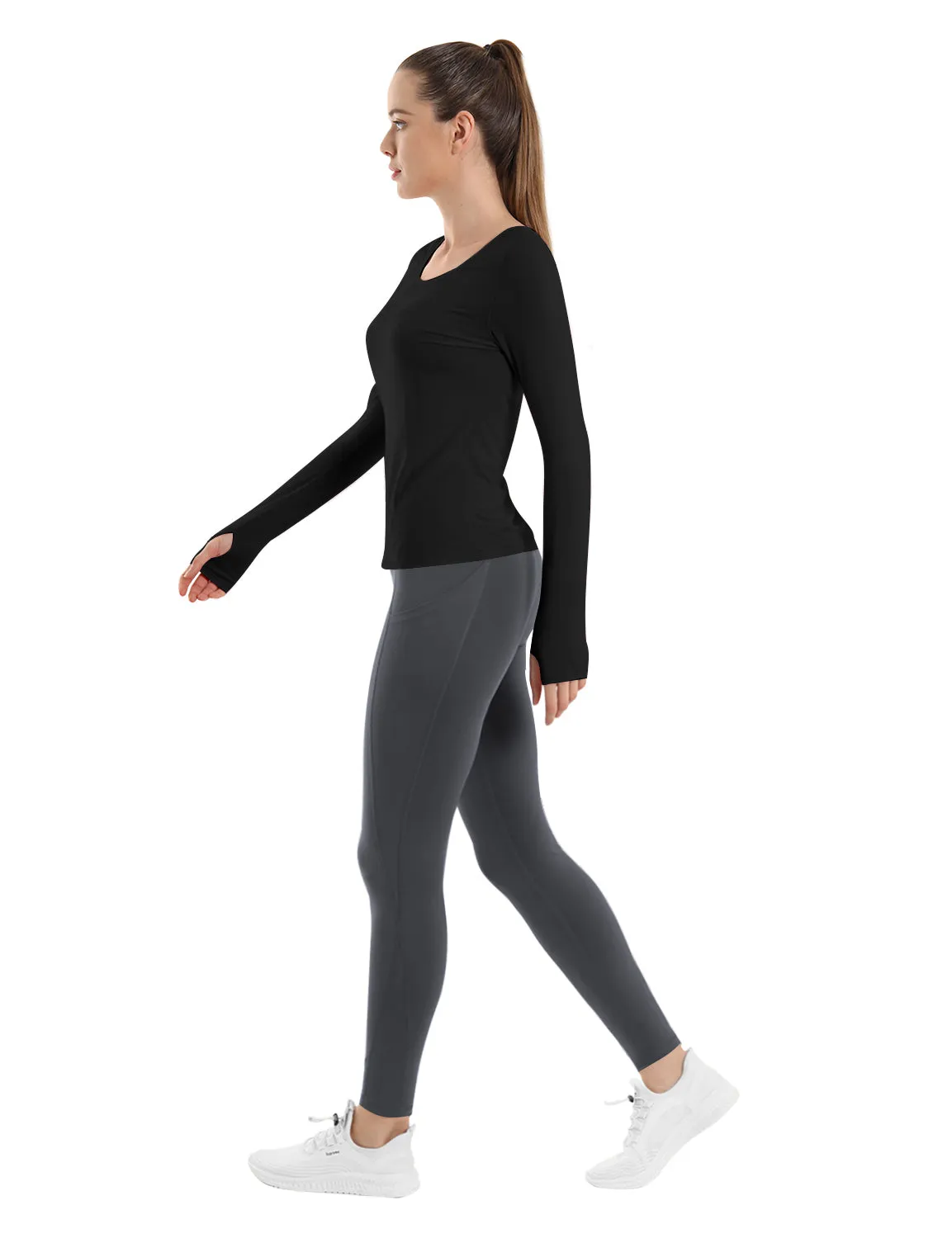 High Waist Side Pockets Running Pants irongrey_Running