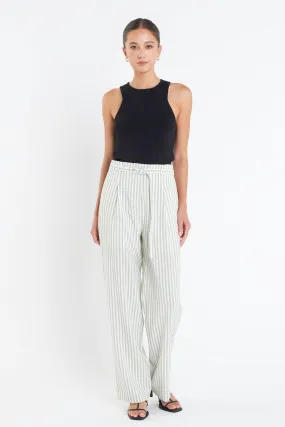 High Waisted Belted Striped Pants