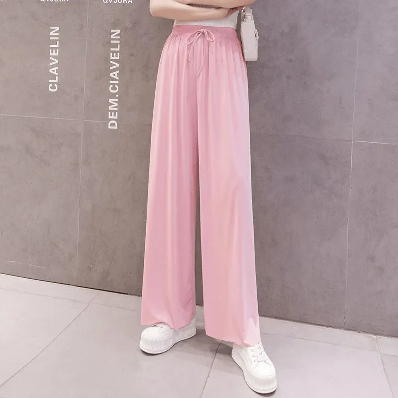 Ice Silk Wide Leg Pants - Women