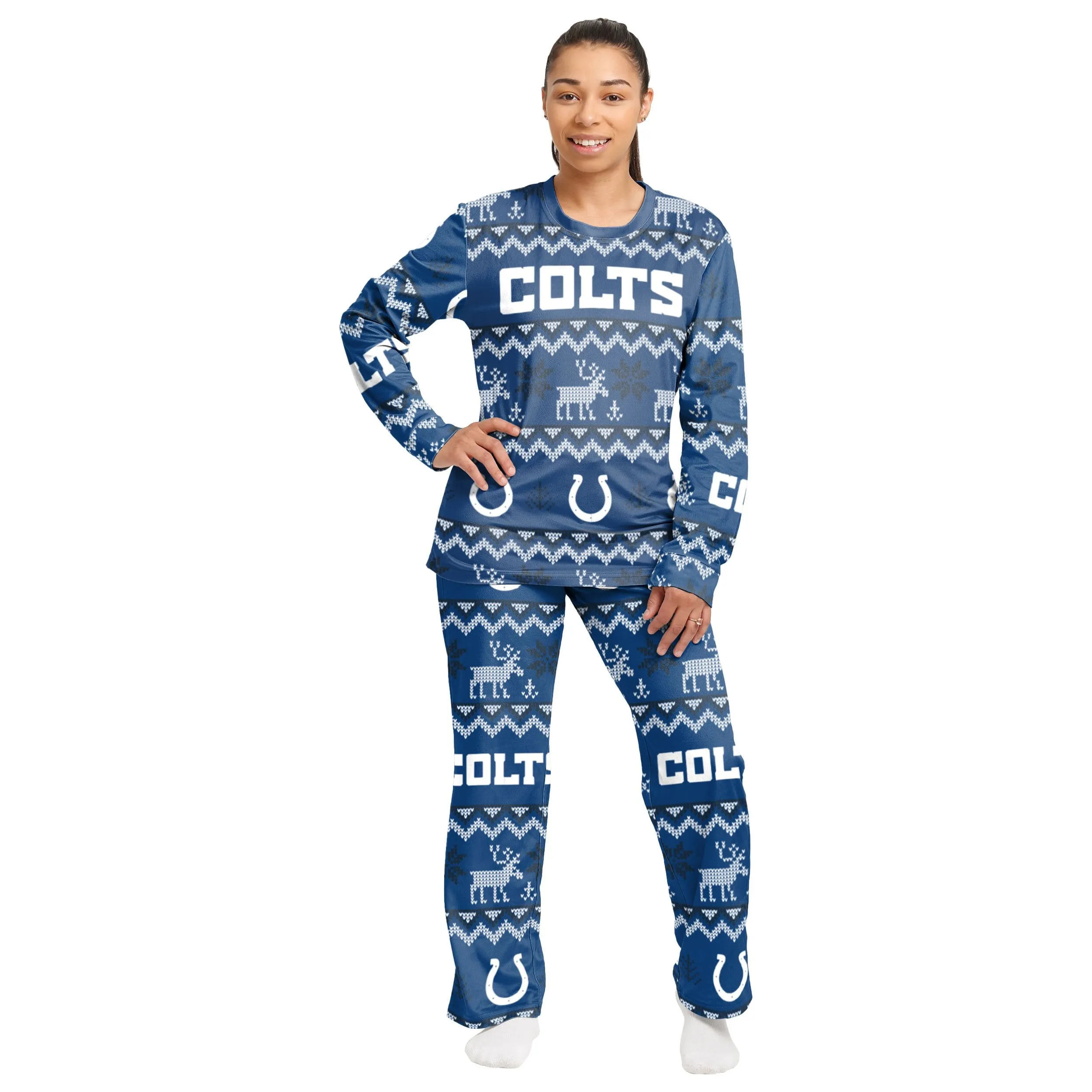 Indianapolis Colts NFL Ugly Pattern Family Holiday Pajamas