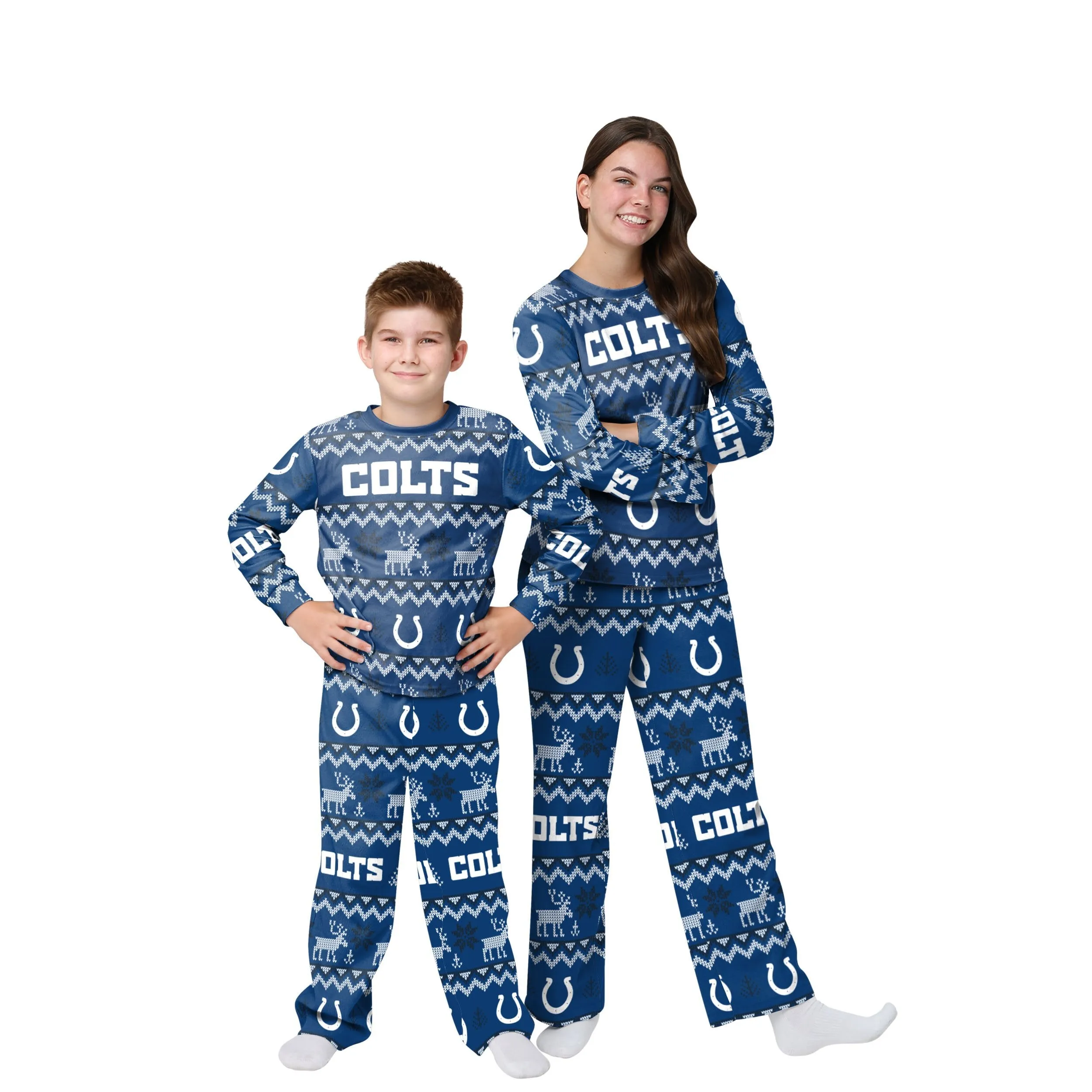 Indianapolis Colts NFL Ugly Pattern Family Holiday Pajamas