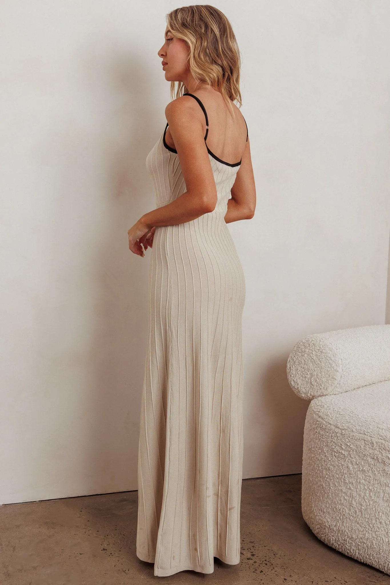 Interstellar Contrast Knit Maxi Dress Oat