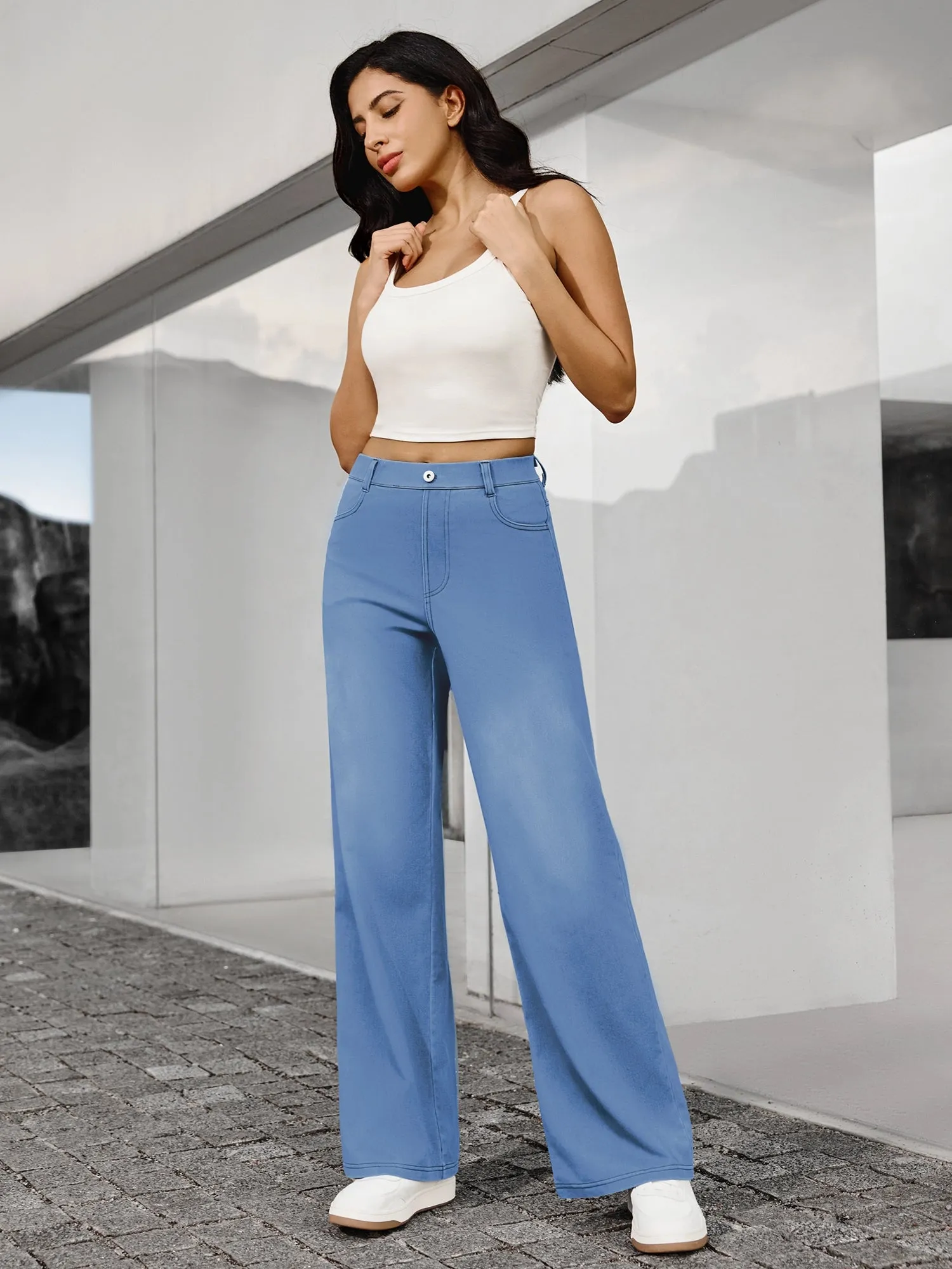 IUGA FlexDenim™ High Waist Pull On Wide Leg Jeans