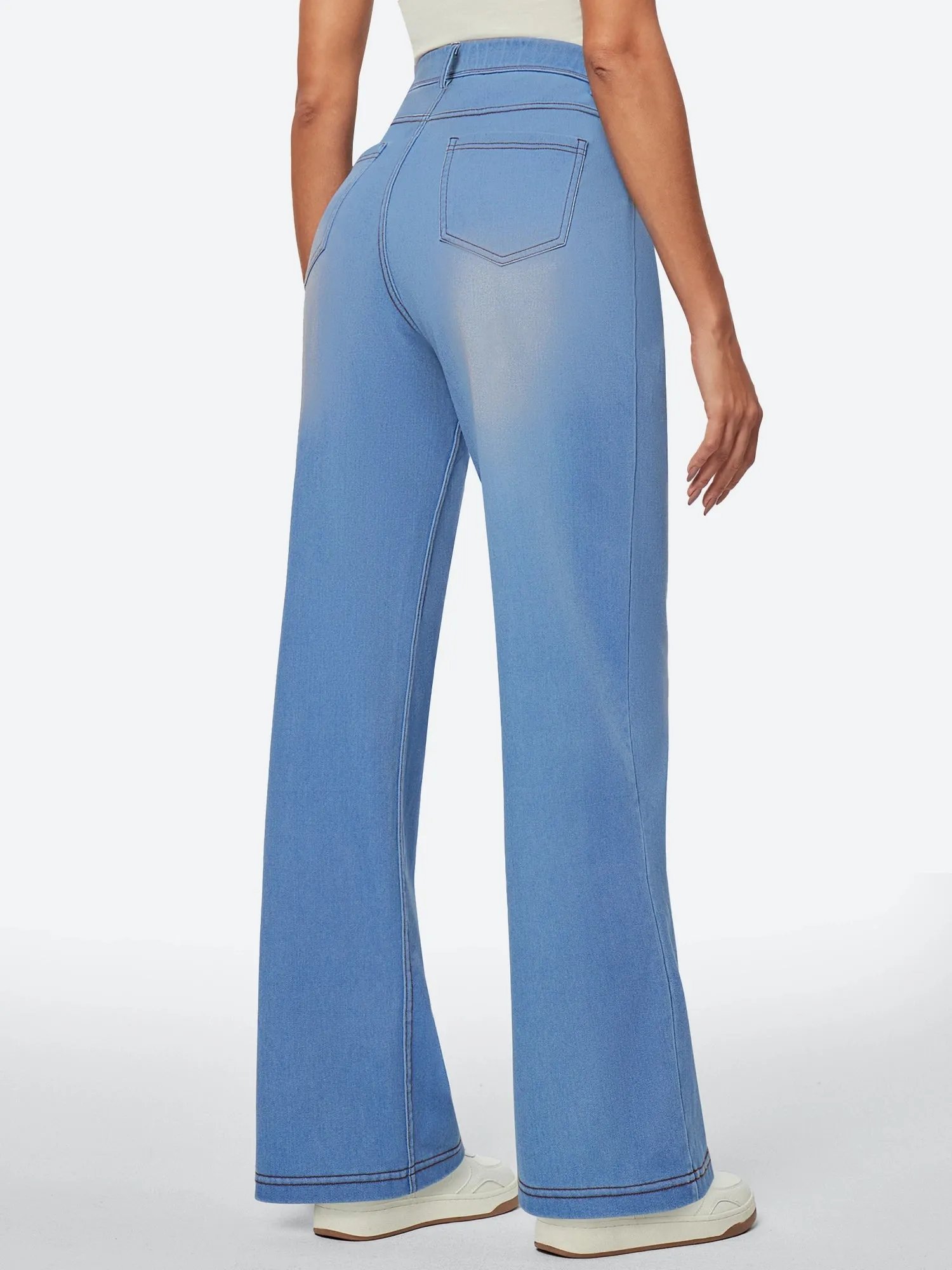 IUGA FlexDenim™ High Waist Pull On Wide Leg Jeans