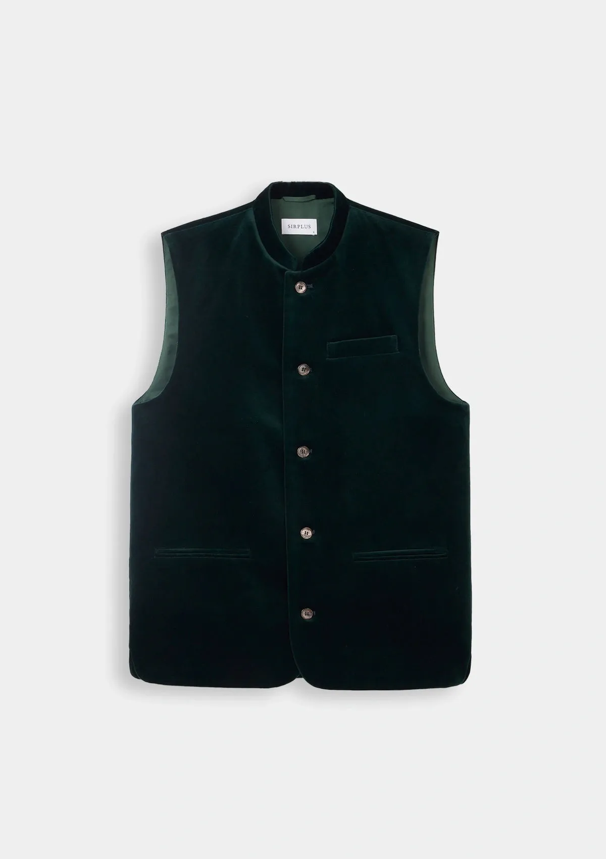 Ivy Green Organic Velvet Nehru Waistcoat