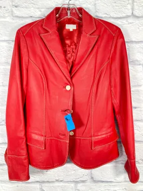 Jacket Leather By Clothes Mentor In Red & Tan, Size: S