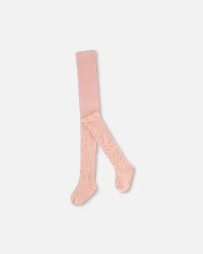 Jacquard Flowers Tights Light Pink