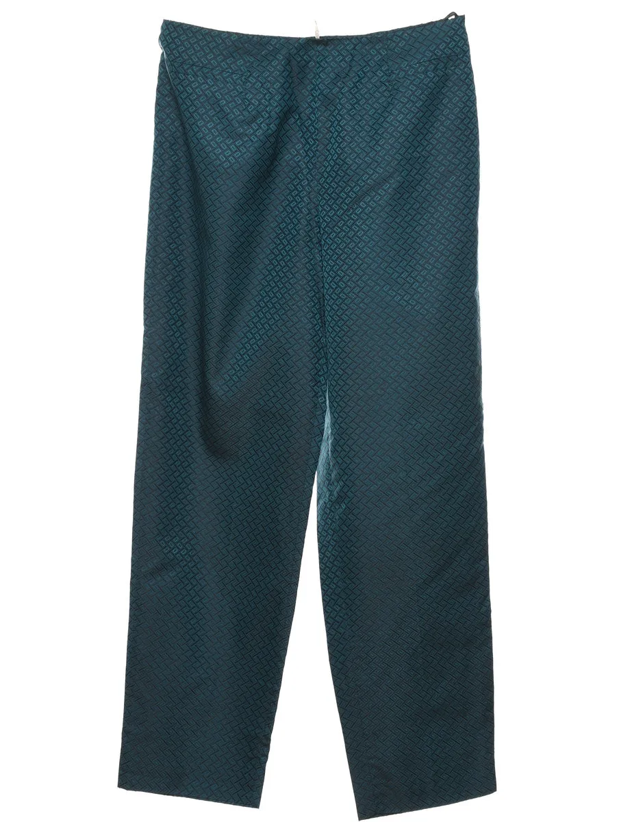 Jacquard Pattern Teal Metallic Trousers - W30 L30