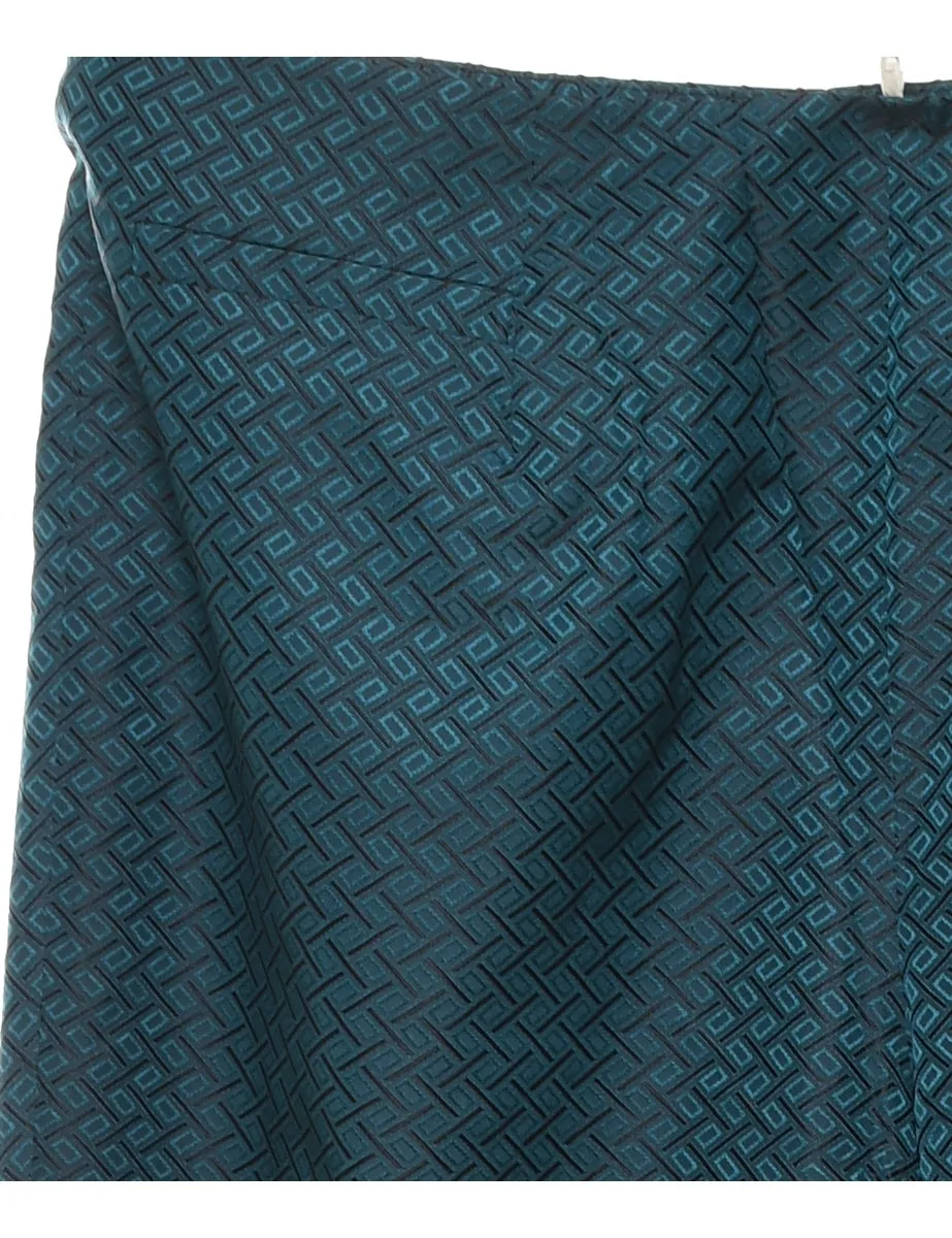 Jacquard Pattern Teal Metallic Trousers - W30 L30