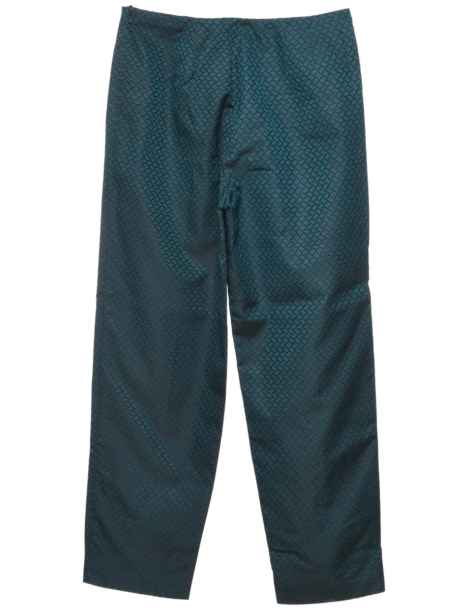 Jacquard Pattern Teal Metallic Trousers - W30 L30