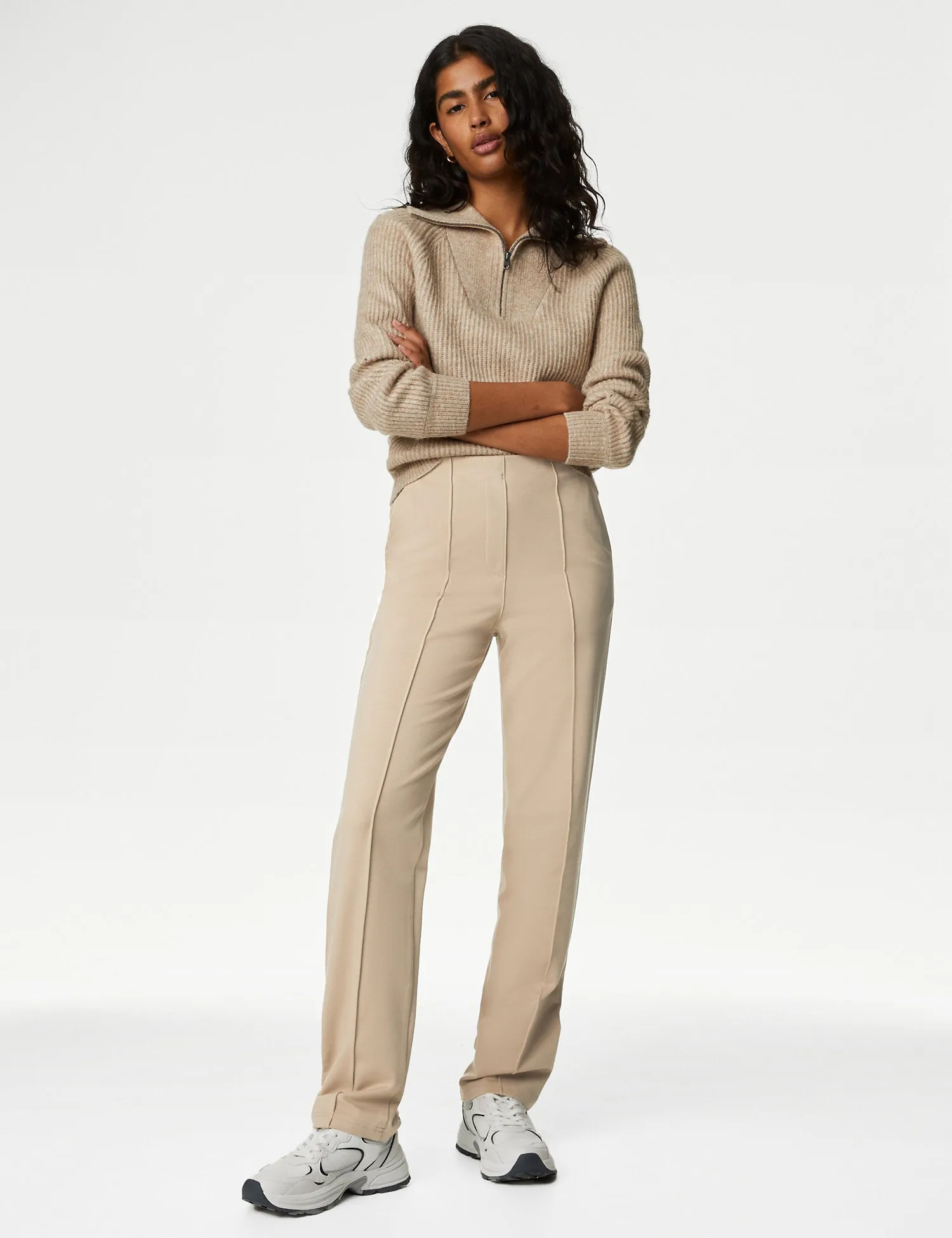 Jersey Twill Straight Leg Trousers