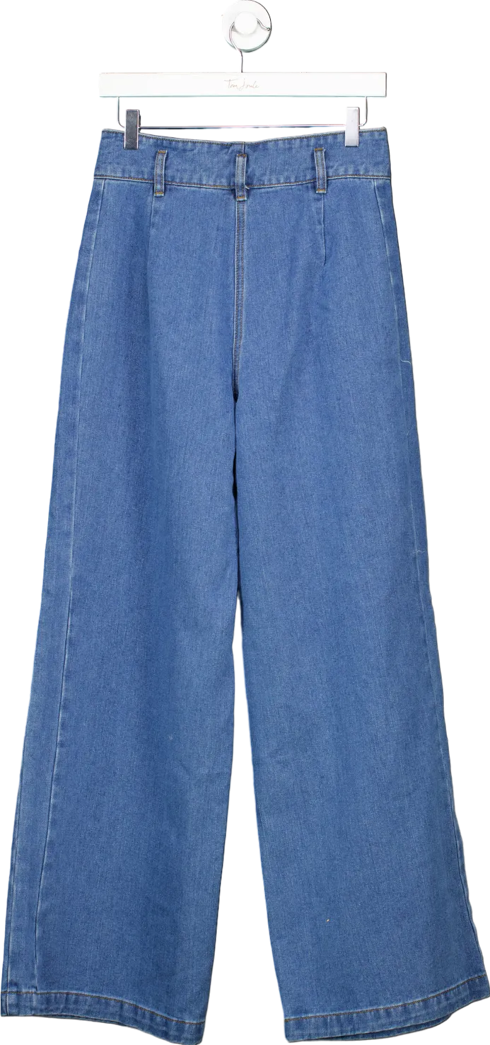 Karen Millen Blue Denim Indigo Wide Leg Trousers UK 10