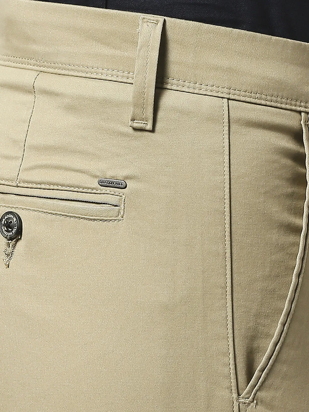 Khaki Slim Tapered Cotton Dobby Lycra Trouser