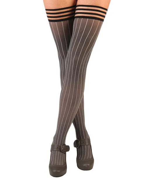 Kix'ies Annabelle Pinstripe Thigh High Black C