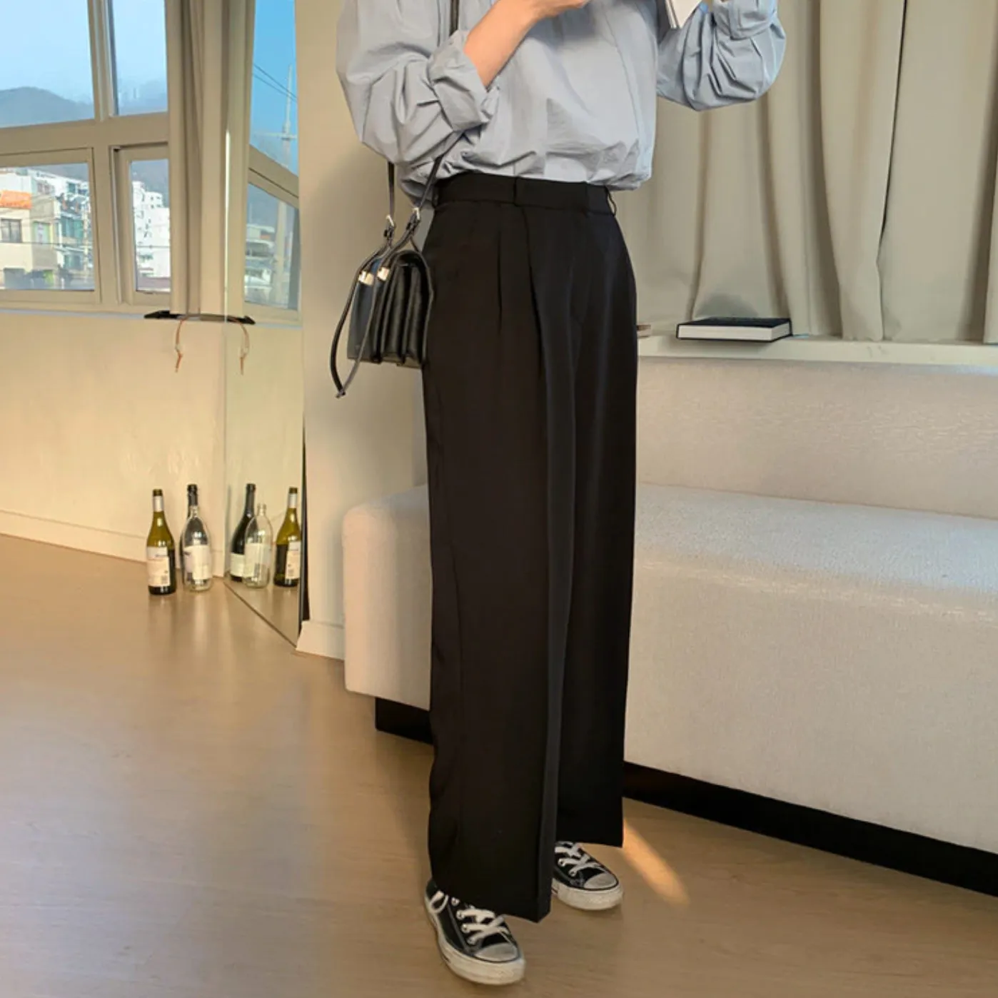 [Korean Style] Chic High Waist Wide Leg Trouser