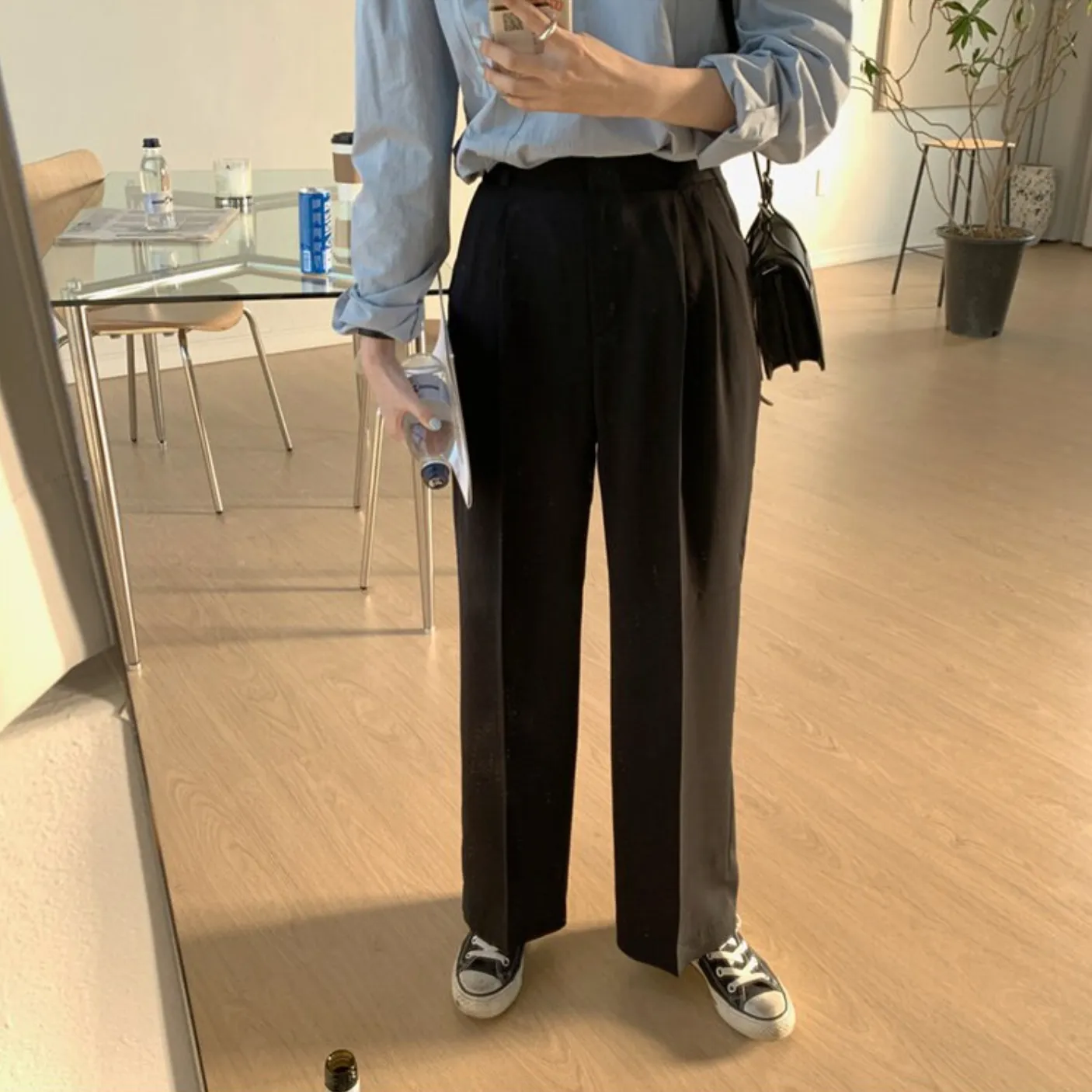 [Korean Style] Chic High Waist Wide Leg Trouser