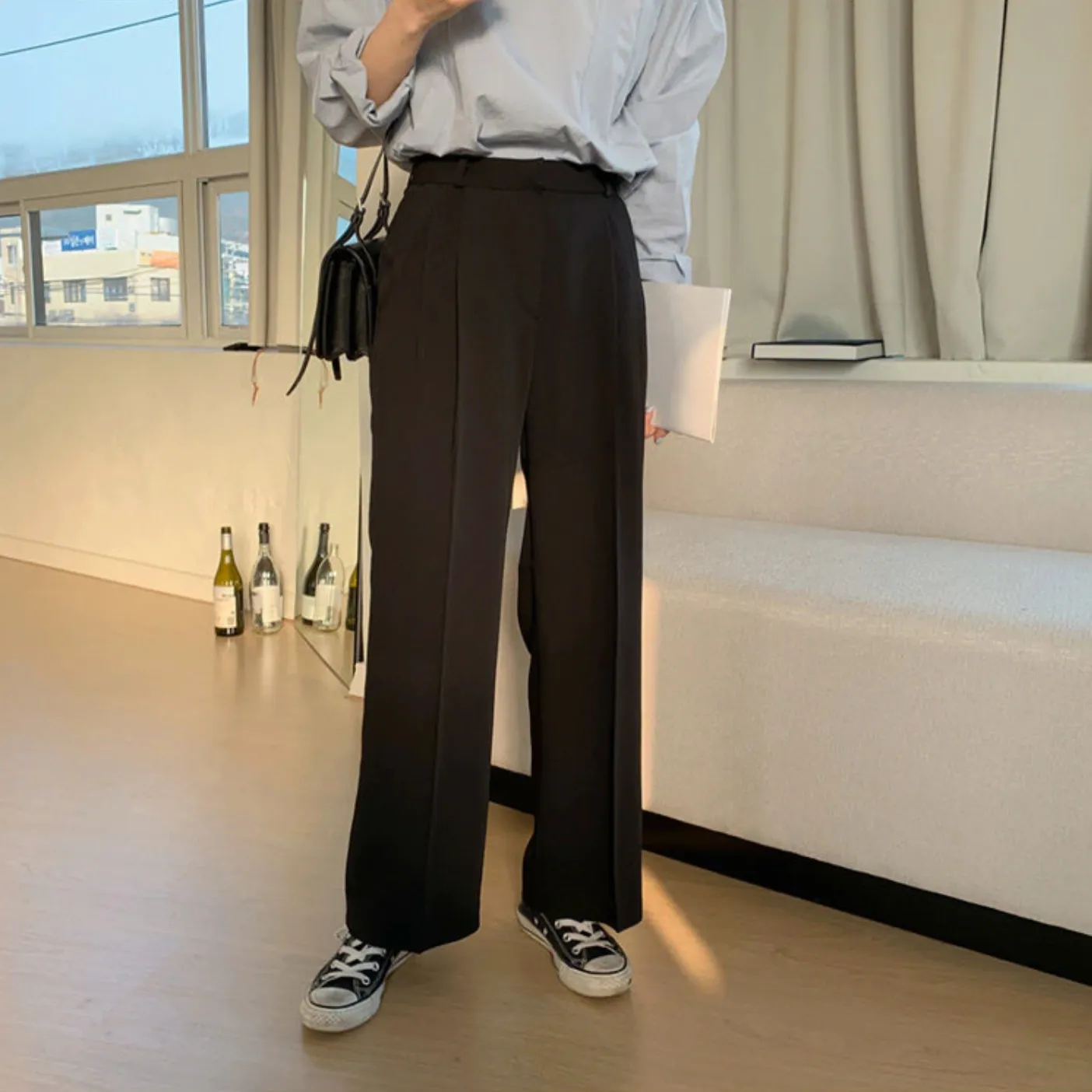 [Korean Style] Chic High Waist Wide Leg Trouser