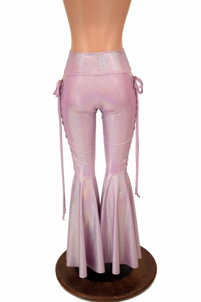 Lace Up High Waist Bell Bottom Flares