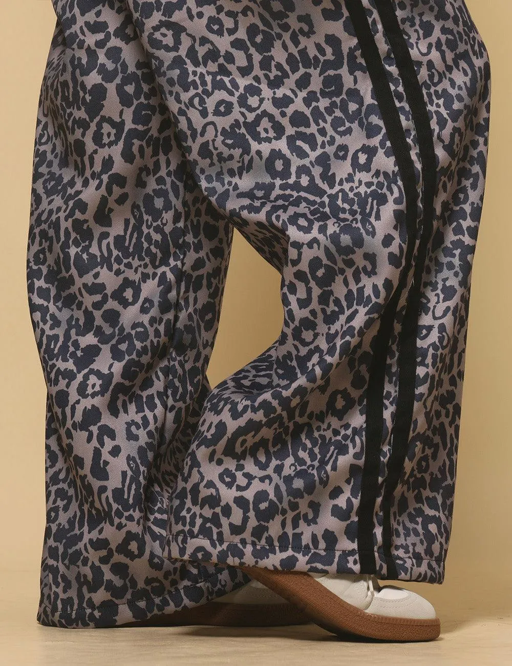 Ladies Woven High Waist Leopard Wide Leg Pants SKP4729