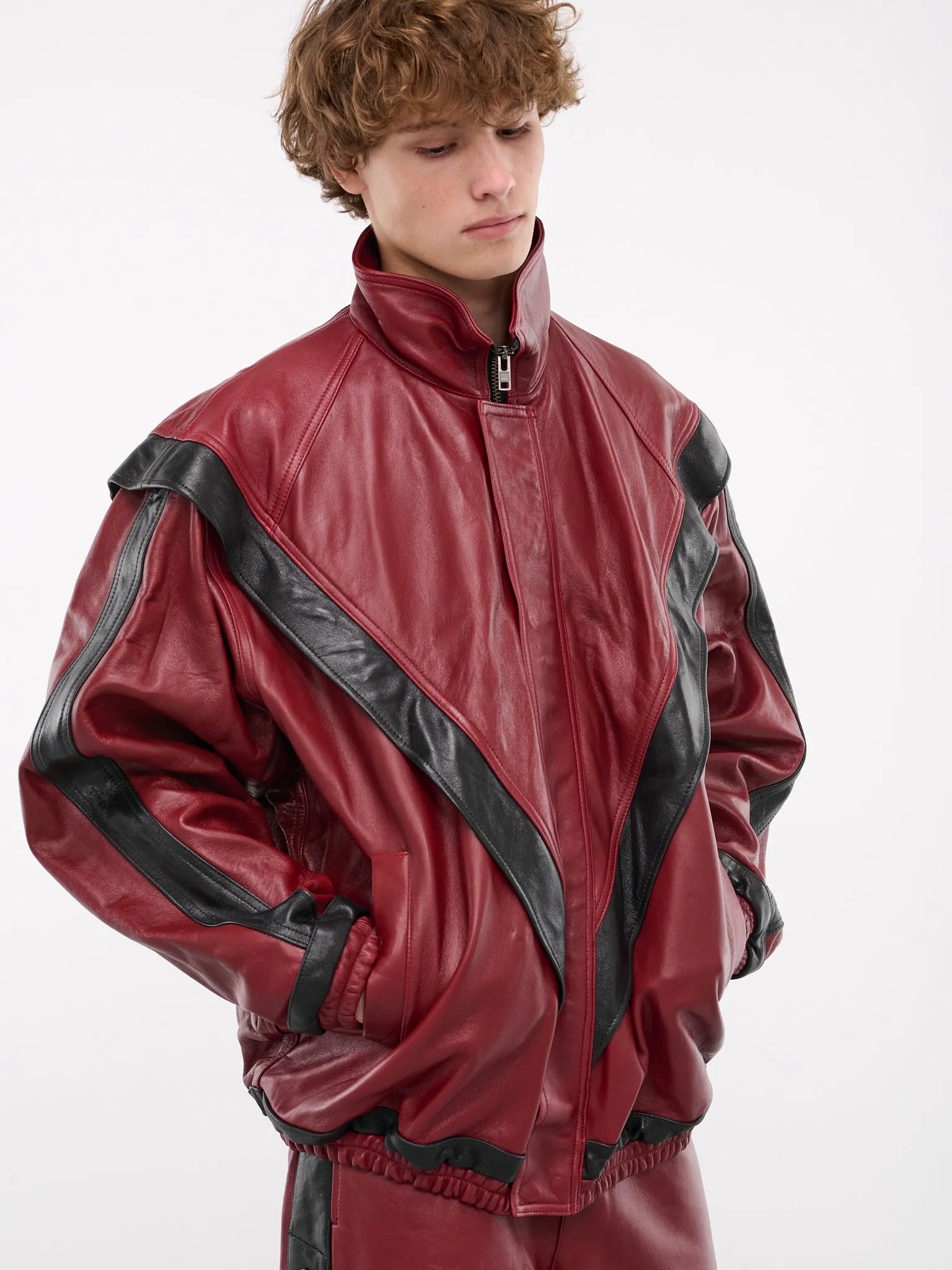 Lambskin Leather Track Jacket (04BL190-RED)