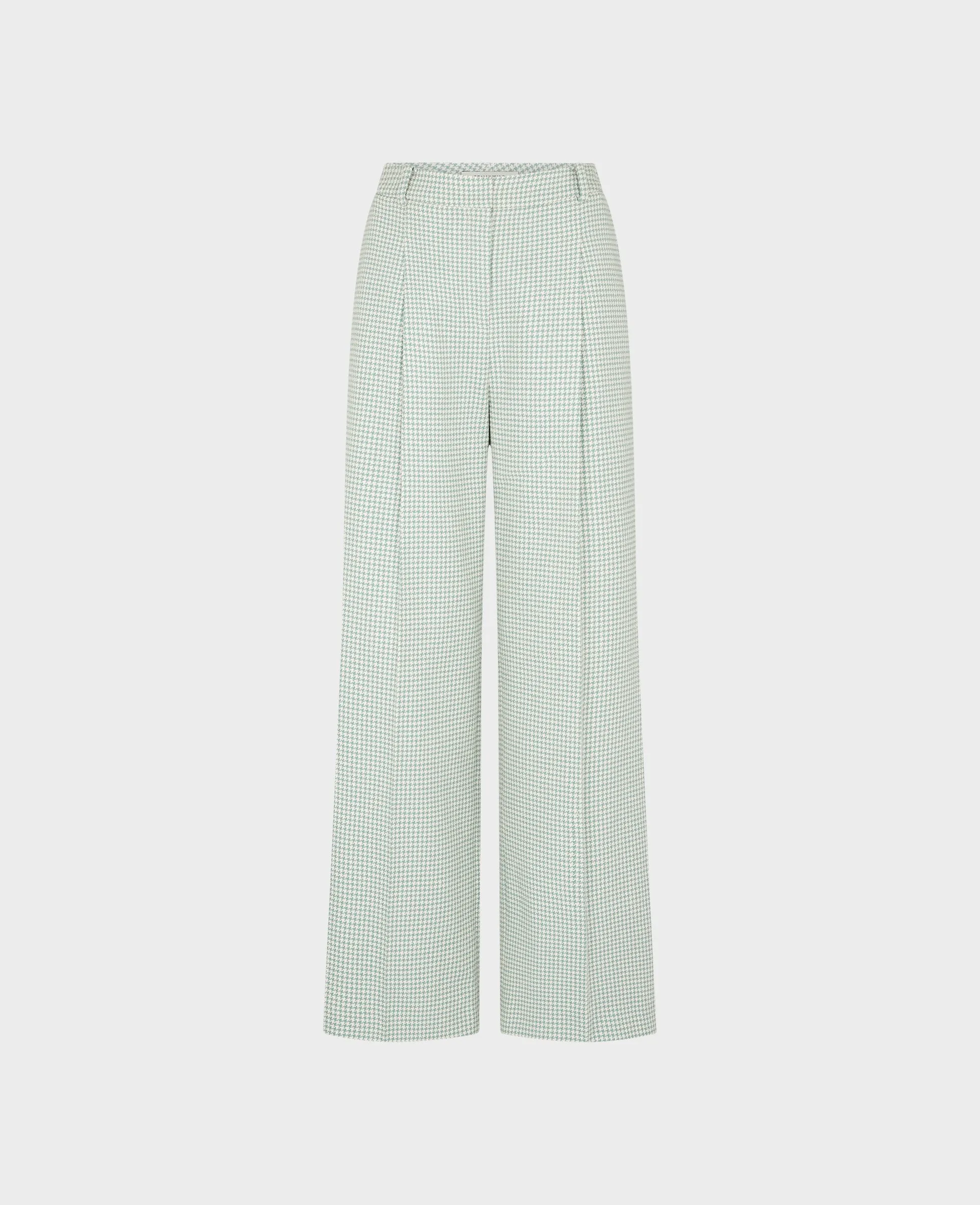 Langdon Cotton Silk Blend Houndstooth Wide Leg Trousers