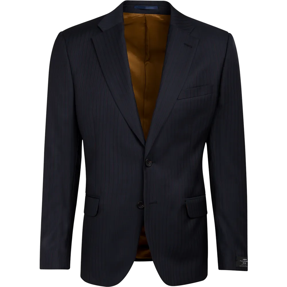 Lanificio F.lli Cerruti Navy & Burgundy Herringbone Stripe Two-Piece Suit