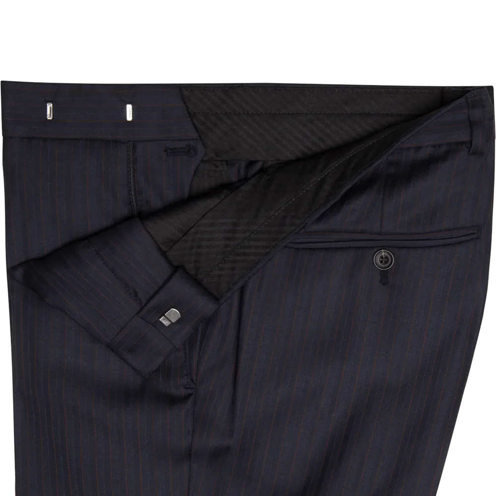 Lanificio F.lli Cerruti Navy & Burgundy Herringbone Stripe Two-Piece Suit